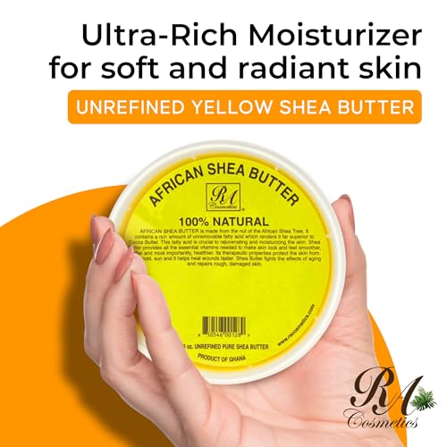 RA Cosmetics 100% Pure African Shea Butter, Golden - Unrefined, Raw African Luxury Head-to-Toe Moisture Miracle for Radiant Skin and Luscious Hair - Sourced from Ghana - 16 oz Jar