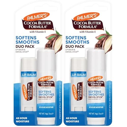 Palmer's Cocoa Butter Formula Duo Pack, Moisturizing Swivel Stick and Lip Balm with Vitamin E, All Day Moisturization, For use on Lips, Dry Patches, Marks & Scars,2 Count (Pack of 2)