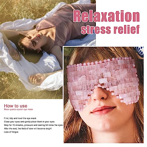gemshan Jade Eye Mask, Rose Quartz Facial Mask Gemstone Cooling Reduce Eye Puffy Mask Anti Aging Therapy Hot or Cold Using