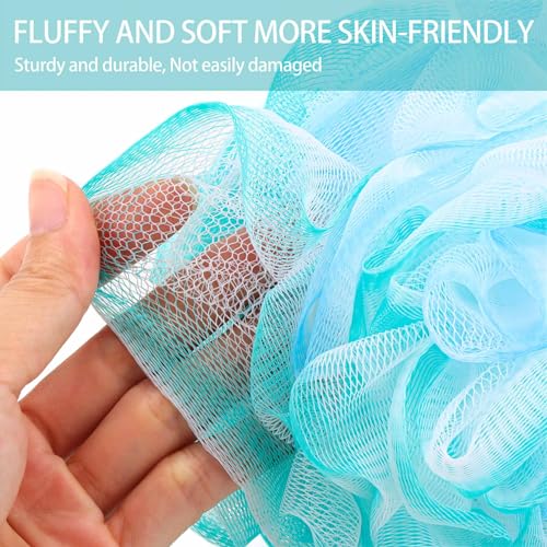 BTYMS XXL Large Loofah Bath Sponge 100g/pc, 6Pcs Exfoliating Mesh Pouf Bath Scrunchies Shower Puffs for Men and Women