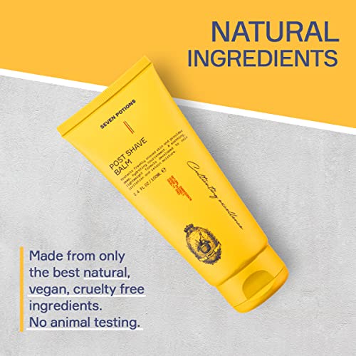 Seven Potions Post Shave Balm for Men ? Calms Skin Irritation, Retains Moisture ? Soothing, Hydrating, Lightweight Formula ? Natural, Vegan, Cruelty-Free Aftershave Lotion (3.4 FL OZ)