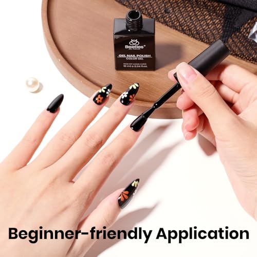 Beetles Black Gel Nail Polish 10ml Classic Black Color Gel Polish Soak off UV Led Lamp Needed Manicure Salon DIY Home Gift for Women Inkwell