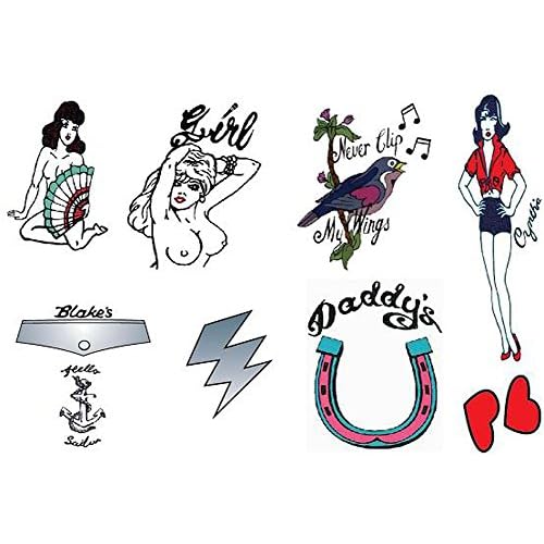Deluxe Amy Wine Fancy Dress Tattoos Set of 9 Temporary Goth House