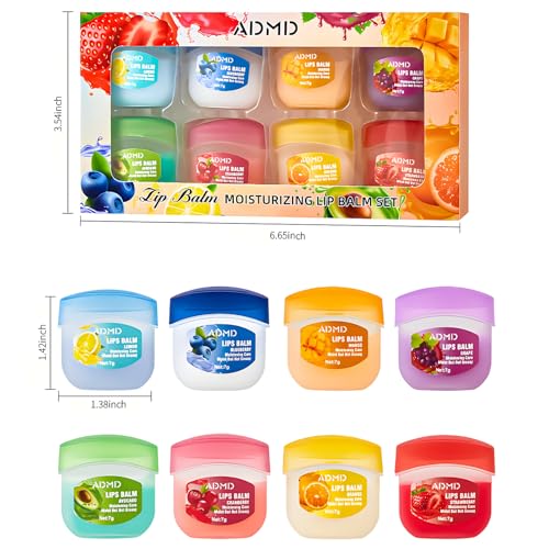 Lip Balm Lip Moisturizing Set 8 kinds of fruit flavor lip mask,4-in-1 lip care is suitable for dry peeling, dark sunken, reducing lip lines, moisturizing lipstick, and repairing lipstick