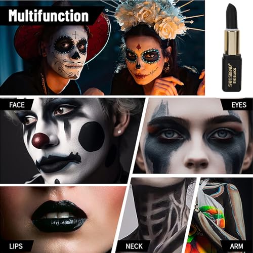 Eye Black Stick for Sports, 6Pcs Face Paint Stick, Eyeblack Stick for Football Baseball, for Sports/Clown Makeup/Halloween/Costume Parties Accessories, Pink/Black/White/Green/Red/Blue