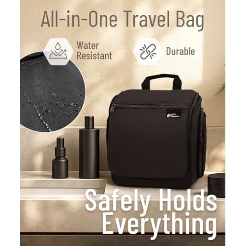 DD D&D Wanderlust D&D Hanging Travel Toiletry Bag for Men and Women ? Cosmetics, Makeup and Toiletries Organizer Kit with 10 Compartments, YKK Zippers, XXL Metal Swivel Hook, Water-Resistant Nylon