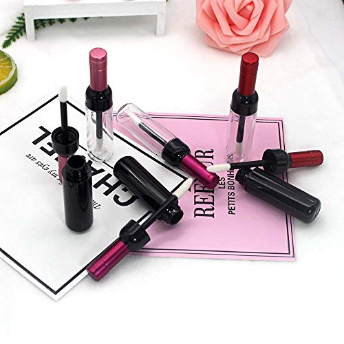 10 Pcs 5ml Empty Wine Bottles Shaped Plastic Lip Gloss Tubes Vials Mini Refillable Clear Lip Glaze Tubes Lipgloss Bottles Holder DIY Liquid Lipstick Tube Lip Oil Bottle Container for Woman Girl Makeup