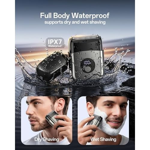 Electric Razor for Men, Foil Shavers Beard Trimmer for Men, Mini Face Shaver for Men, Cordless Travel Body Hair Shaver for Facial, Neck