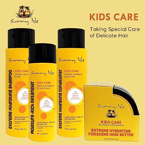 Sunny Isle Kids Care Extreme Hydrating Finishing Hair Butter - Gentle Care, Frizz Control - 4 oz