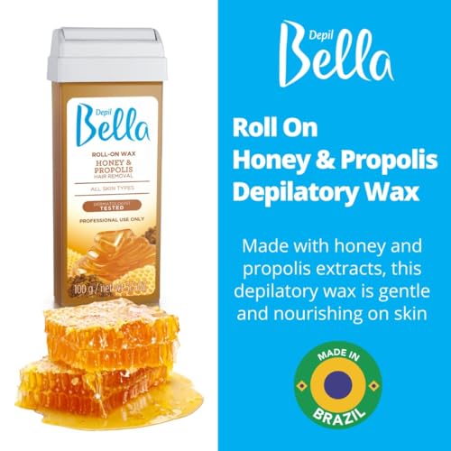 Depil Bella Roll On Wax Honey and Propolis Depilatory | Body Waxing, Hair Removal Wax-Cartridge | For Men and Women | Home Self Waxing | Sensitive Skin | Painless (6 PACK+COMBO)