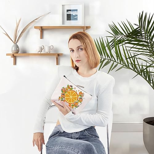 WZMPA Orange Bird Cosmetic Bag - Orange Bird Lovers Gift - Flower & Garden - Makeup Zipper Pouch Bag