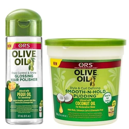 ORS Olive Oil Style and Curl Smooth-N-Hold Pudding Olive Oil Frizz Control and Shine Glossing Hair Polisher - Bundle