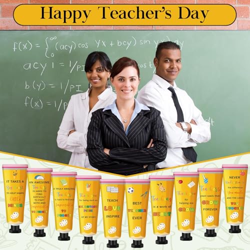 Leelosp 30 Pcs Teacher Appreciation Gift - Pencil Design Hand Cream Bulk Mini Travel Size Moisturizing Hand Lotion for Women Teacher Appreciation Week Graduation Party Favors, 10 Natural Fragrances