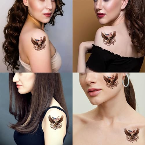 6 Sheets Temporary Tattoos eagle America flag tattoo usa 4th JulyTemporary tattoo Neck Arm Chest