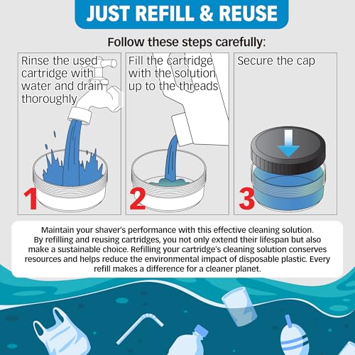 Shaver Cleaning Solution & Easy Refill Compatible with Philips Norelco Quick Clean and Smart Clean Pod. (32 oz)