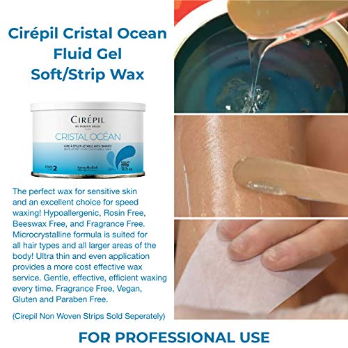 Cirepil - Cristal Ocean - 400g / 14.11 oz Soft Wax Tin - Hypoallergenic, Rosin-Free Strip Wax for Sensitive Skin - Unscented Professional Hair Removal Refill for Legs, Arms, and Back