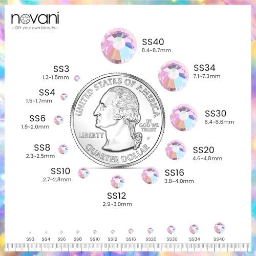 Novani Pink AB Rhinestones Glass Rhinestone for Crafts Flatback Crystals Gems and Rhinestones for Nails Art Makeup Face Clothes Shoes Decoration DIY(SS20, 1440pcs, Pink AB)