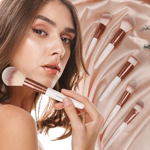 OMANIAC 20Pcs Makeup Brush Set Professional - Premium Synthetic Foundation Eyeshadow Blending Face Powder Brushes with Travel Case - Cruelty-Free Beauty Gift Kit for Beginners & Women (White)
