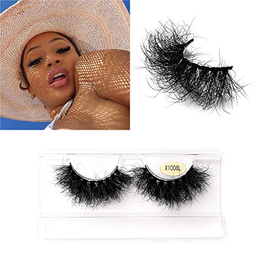 Fluffy Mink Lashes Miuhair False Eyelashes Natural Real Mink Lashes Fluffy Long 5D Dramatic Eyelashes for Women Full Lashes Durable Reusable Mink Eyelashes Messy Bomb1 pair