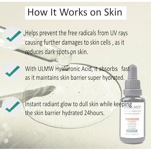15% CE+Ferulic Vitamin C Serum for Face with C-Ester, Alpha Arbutin & Ultra Low Molecule Hyaluronic Acid