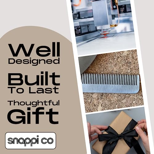 Snappi Co¢ç Metal Folding Beard Comb | 304 Stainless Steel Pocket Comb for Men for Beard Grooming, Hair Styling & Moustache Care | Compact Flip Comb, Portable Mens EDC Accessories | Includes Gift Box