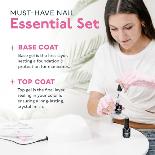 SUNUV 48W UV Light for Nails, 15ml Top and Base Coat Gel Polish Set Home and Salon Use SUN2C Blue