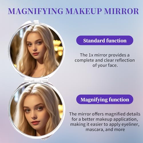 24 Pcs Sublimation Blanks Small Compact Mirror 4 Shapes Double Sided Cosmetic Mirror Metal Pocket Makeup Mirror Heat Transfer Cosmetic Mirror Folding Handheld Compact Mirror for Women Travel Home