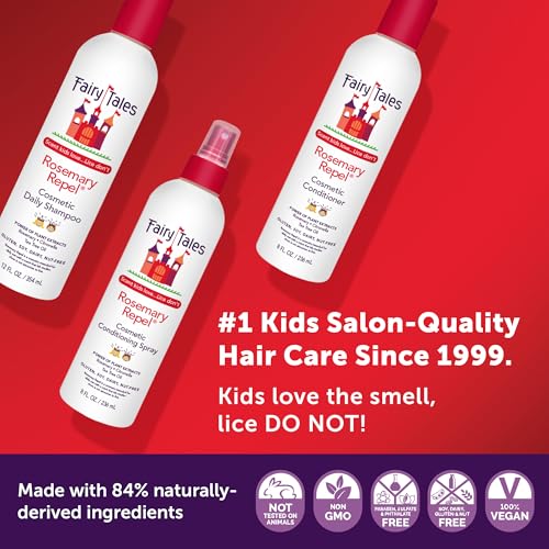 Fairy Tales Rosemary Repel Shampoo 12oz, Conditioner 8oz, Conditioning Spray 8oz, plus Daily Cleanse Shampoo 12oz, and Daily Cleanse Conditioner 12oz | Everyday Kids Shampoo and Conditioner Bundle
