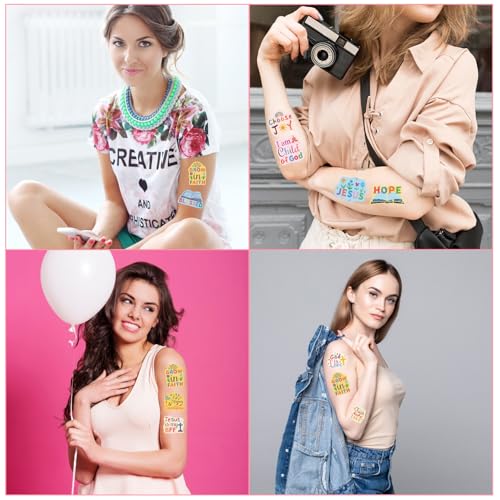 Christian Temporary Tattoos Gifts - 192PCS Christian Bible Verse Tattoos Temporary for Party Favors Gifts Decorations Supplies God Bless Fake Face Tattoos