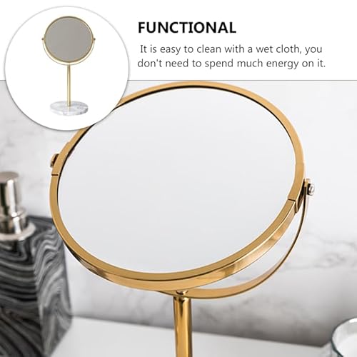 HEALLILY Desktop Makeup Mirror with Marble Base 13.77In Rotatable Cosmetic Mirror for Vanity Table Durable High Reflectivity Portable Makeup for Home and Dorm