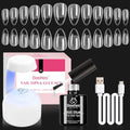 Beetles Gel Nail Kit Amond Shape - 504Pcs Gel Nail Kit Easy Extension Set Etch X Nail Tips Short Almond Half Matte Nail Tips 9 in 1 Glue Uv Led Light Gift for Women