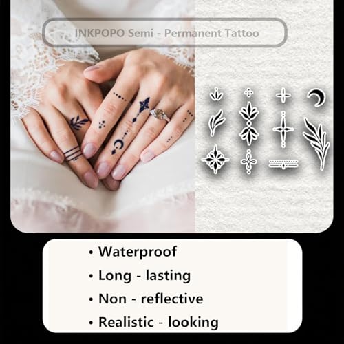 3 Sheets Semi-Permanent Tattoos for Adults | 7-15 Days Longwear | Waterproof & Realistic Finish | Adult Art Temporary Tattoos | Finger Tattoo Series 131