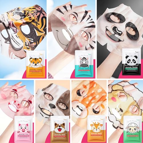 7PCS Kids Face Mask Set Spa Party Facial Mask for Kids, Moisturizing Animal Facial Skincare Set, Birthday Christmas Gifts for Teen Girls-Set B