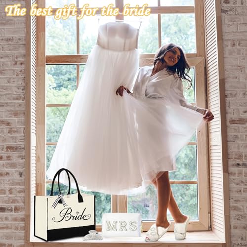 Bride to Be Gift Set, Bridal Shower Gift, MRS Gifts, Bachelorette Gifts for Bride, Bride Slippers I Do Slippers Bride Tote Bag Bride Makeup Bag MRS Makeup Bag Bride Cosmetic Bag Bride MRS Patch