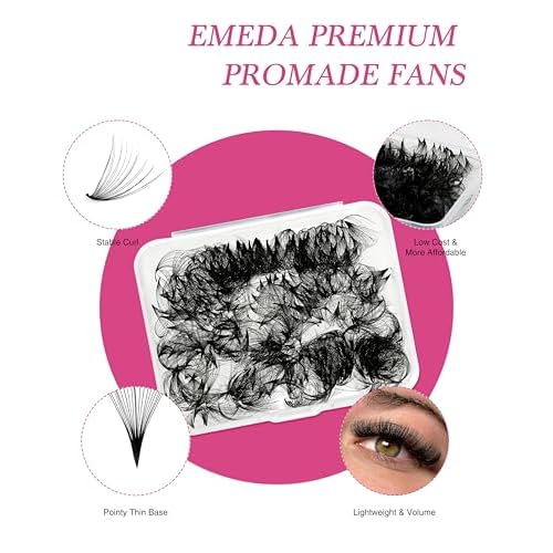 Premade Lash Fans Eyelashes Extension - 500PCS Promades Eyelash Fans Pointy Thin Base 3D/5D/6D/8D/10D/20D Stable C/D Curl Pre Volume Lash Extensions Loose Fans by EMEDA(10D-0.07-D-13mm)