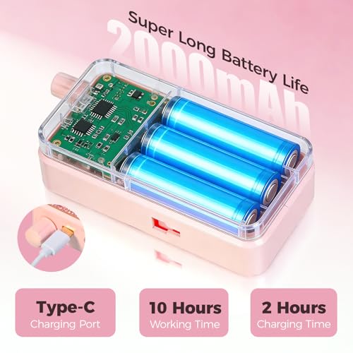 Electric Nail Drill Professional with Ultra-Quiet Coreless Motor, 35000 RPM Cordless Nail File Kit for Acrylic Gel Nails, Low Vibration & Heat, Portable E-File for Home & Salon (Pink)