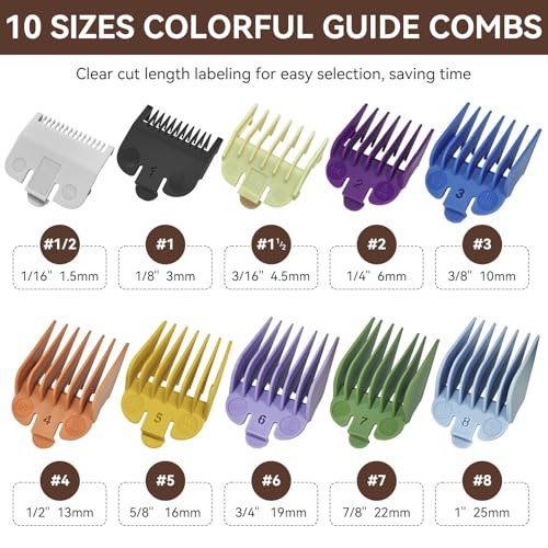 Professional for Wahl Clipper Guards Cutting Guides Set, 10Pack Hair Clipper Guards Set Compatible with Most Wahl Clippers, Cutting Lengths from 1/16" to 1" (1.5mm to 25mm)