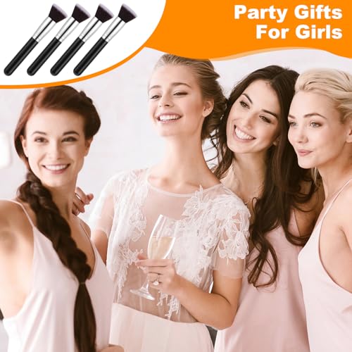 20 Pcs Makeup Brushes Bulk, Flat Top Foundation Brush Bulk, Liquid Cream Powder Foundation Contour Blush, Eye Shadow Blending Liner Make up Kit for Wedding Artist (Black)