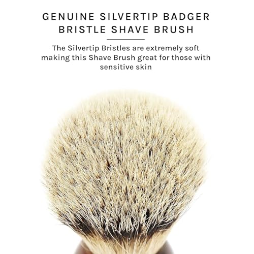 Parker 100% Silvertip Badger Shaving Brush ? Faux Horn Handle, Long Loft 22?mm Knot, Chrome Base + Resin Stand ? Rich Lather, Sensitive Skin Friendly