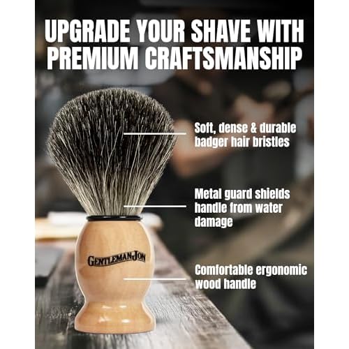 Gentleman Jon Deluxe Vintage Shaving Kit for Men - Men's Shaving Set Gifts, Compact Design, Includes Safety Razor and Brush Stand, Brush, Potassium Alum Block, Soap, Stainless Bowl, Stand & Dopp Kit