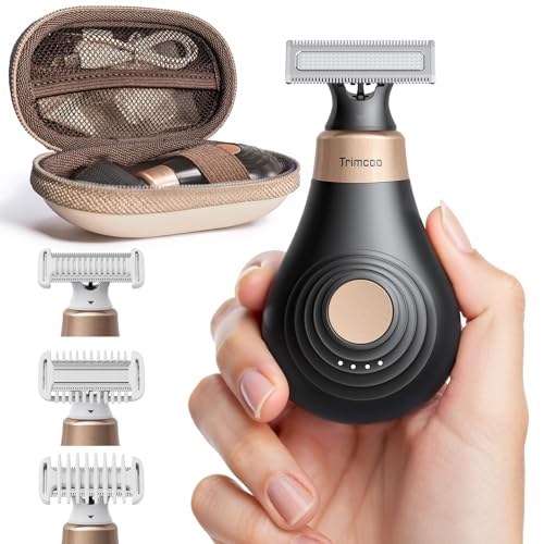 Mini Bikini Trimmer for Women - Intimate Pubic Hair Removal, Electric Body Groomer, Small Portable Wet/Dry Shaver, Magnetic Blade, USB-C Rechargeable with Travel Case, Easy to Clean (Black)