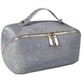Large Capacity Travel Cosmetic Bag - Portable Makeup Bags for Women Waterproof Makeup Organizer Bags with Dividers and Handle,Toiletry Bag for Cosmetics Silver