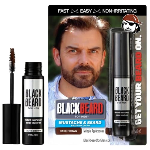 Blackbeard for Men Beard Color ? 1-Day Beard, Mustache, Eyebrow, Sideburns Color ? Temporary Facial Hair Tint - Hypoallergenic Beard Dye Alternative ? Up to 45 applications ? Dark Brown, 1 Pack