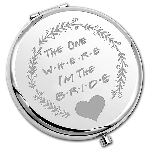 PLITI Bride to Be Compact Mirror Bride Wedding Gift Bridal Shower Gift The One Where I'm The Bride Pocket Mirror for Women (one The Bride CM)