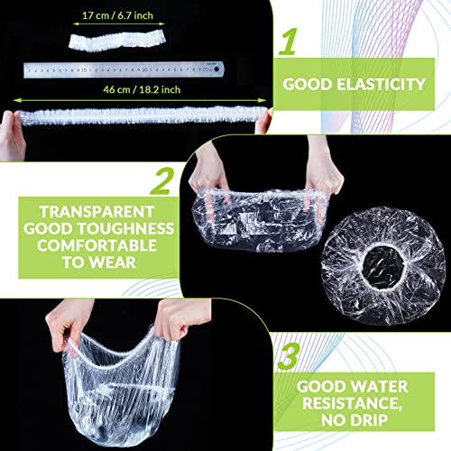 Retisee 2000 Pcs Disposable Shower Caps Bulk 18.2 Plastic Clear Hair Caps Elastic Large Thick Waterproof Bath Covers for Women Hair Care Cleaning Supplies Spa Hotel Salon Home Travel Accessories