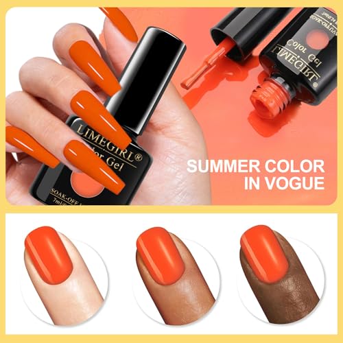 LimeGirl Gel Nail Polish Kit with U V Light, 23PCS Starter Kit with 7 Colors, Hot Pink/Orange/Yellow Green/Skin Tones,Dark-skinned Collection, Salon-Grade Gel Polish Set Nail Lamp Gift for Women