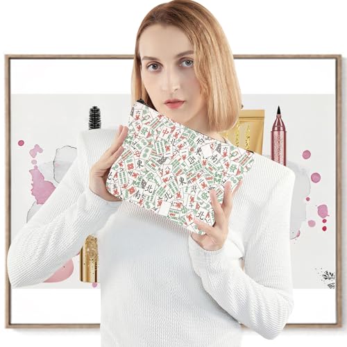 WZMPA Mahjong Luck Cosmetic Bag Mahjongs Inspired Gift Mah-jong Zipper Pouch Bag Mahjongs Merchandise (Mahjong)