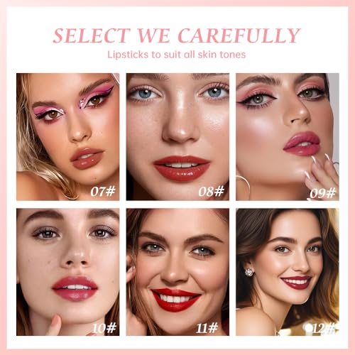 12 Colors Lip Gloss Set, High-Shine Waterproof Collection, Long Lasting Moisturizing Formula with Mirror Finish, Adult (14#, 6Count (Pack of 1))