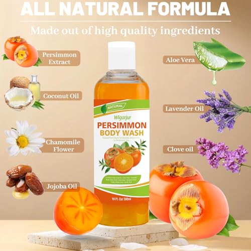 Persimmon Body Wash for Strong Body Odor, Nonenal Eliminator Purifying & Deodorizing with Natural Persimmon & Green Tea Extracts