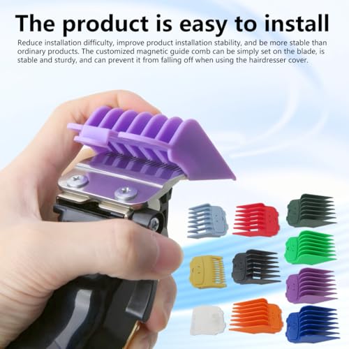 US! 10-Pack Magetic Clipper Guards Set for TPOB Slime2, Color Coded Clipper Guides Replacement - Length: 1/16" to 1"